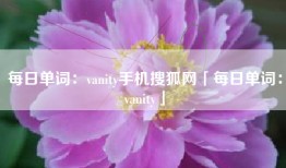 每日单词：vanity手机搜狐网「每日单词：vanity」