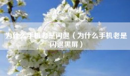 为什么手机老是闪退（为什么手机老是闪退黑屏）