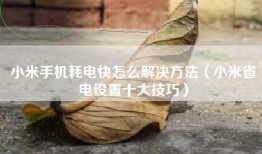 小米手机耗电快怎么解决方法（小米省电设置十大技巧）