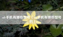 nfc手机有哪些型号（nfc手机有哪些型号的）