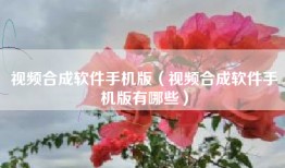 视频合成软件手机版（视频合成软件手机版有哪些）