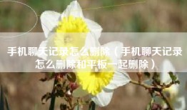 手机聊天记录怎么删除（手机聊天记录怎么删除和平板一起删除）