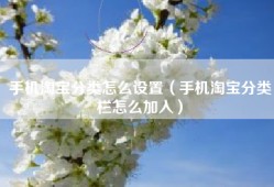 手机淘宝分类怎么设置（手机淘宝分类栏怎么加入）