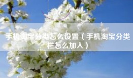 手机淘宝分类怎么设置（手机淘宝分类栏怎么加入）