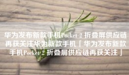 华为发布新款手机Pocket 2 折叠屏供应链再获关注华为新款手机「华为发布新款手机Pocket 2 折叠屏供应链再获关注」