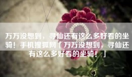 万万没想到，寻仙还有这么多好看的坐骑！手机搜狐网「万万没想到，寻仙还有这么多好看的坐骑！」