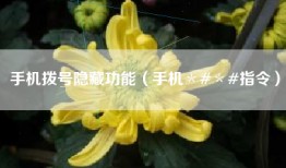 手机拨号隐藏功能（手机＊#＊#指令）