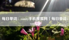 每日单词：vanity手机搜狐网「每日单词：vanity」