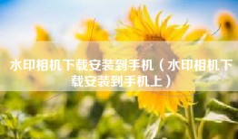 水印相机下载安装到手机（水印相机下载安装到手机上）