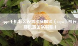 oppo手机怎么设置图案解锁（oppo手机在哪设置图案解锁）