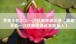 苹果手机怎么一次性删除通讯录（苹果手机一次性删除通讯录联系人）