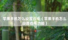 苹果手机怎么设置省电（苹果手机怎么设置省电功能）