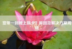 宽带一到晚上就卡？原因及解决方案揭晓