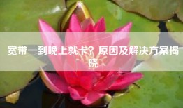 宽带一到晚上就卡？原因及解决方案揭晓