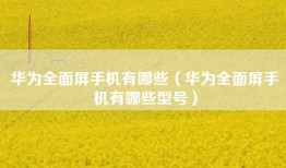 华为全面屏手机有哪些（华为全面屏手机有哪些型号）