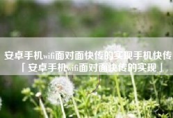 安卓手机wifi面对面快传的实现手机快传「安卓手机wifi面对面快传的实现」