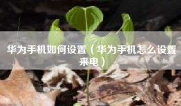 华为手机如何设置（华为手机怎么设置来电）