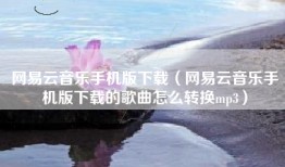 网易云音乐手机版下载（网易云音乐手机版下载的歌曲怎么转换mp3）