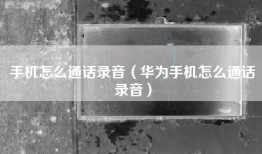 手机怎么通话录音（华为手机怎么通话录音）