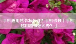 手机越用越卡怎么办？手机卡顿「手机越用越卡怎么办？」