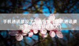 手机通讯录没了怎么恢复（手机通讯录没了怎么恢复联系人）
