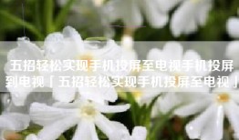 五招轻松实现手机投屏至电视手机投屏到电视「五招轻松实现手机投屏至电视」
