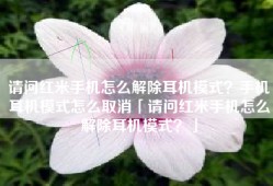 请问红米手机怎么解除耳机模式？手机耳机模式怎么取消「请问红米手机怎么解除耳机模式？」