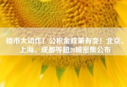 楼市大动作！公积金政策有变！北京、上海、成都等超20城密集公布