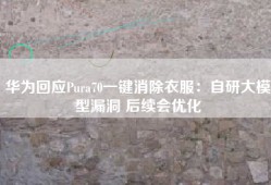 华为回应Pura70一键消除衣服：自研大模型漏洞 后续会优化