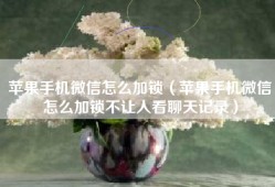 苹果手机微信怎么加锁（苹果手机微信怎么加锁不让人看聊天记录）