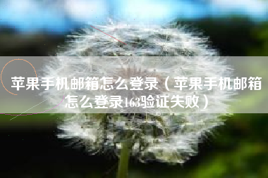 苹果手机邮箱怎么登录（苹果手机邮箱怎么登录163验证失败）