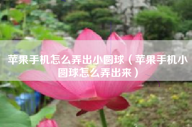 苹果手机怎么弄出小圆球（苹果手机小圆球怎么弄出来）