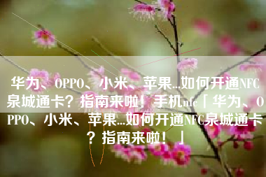 华为、OPPO、小米、苹果...如何开通NFC泉城通卡？指南来啦！手机nfc「华为、OPPO、小米、苹果...如何开通NFC泉城通卡？指南来啦！」