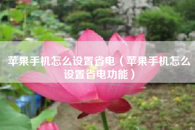 苹果手机怎么设置省电（苹果手机怎么设置省电功能）