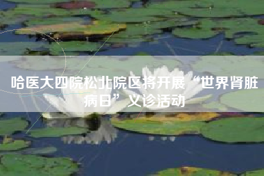 哈医大四院松北院区将开展“世界肾脏病日”义诊活动
