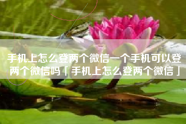手机上怎么登两个微信一个手机可以登两个微信吗「手机上怎么登两个微信」