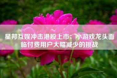 星邦互娱冲击港股上市：小游戏龙头面临付费用户大幅减少的挑战