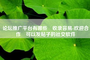 论坛推广平台有哪些❝收录容易-欢迎合作❞可以发帖子的社交软件