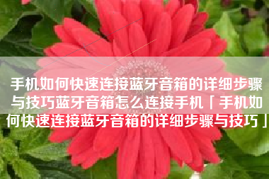 手机如何快速连接蓝牙音箱的详细步骤与技巧蓝牙音箱怎么连接手机「手机如何快速连接蓝牙音箱的详细步骤与技巧」