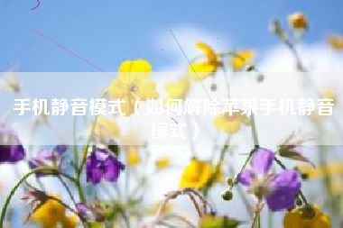 手机静音模式（如何解除苹果手机静音模式）