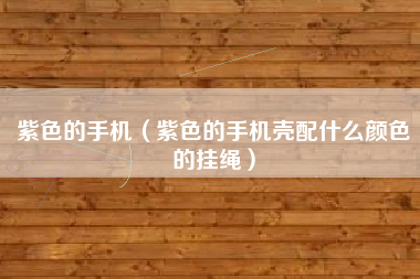 紫色的手机（紫色的手机壳配什么颜色的挂绳）
