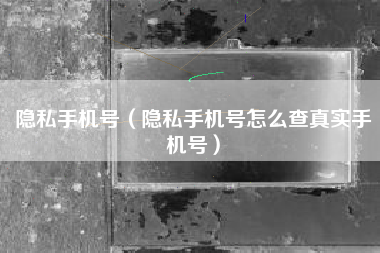 隐私手机号（隐私手机号怎么查真实手机号）