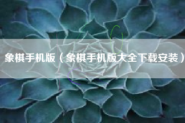 象棋手机版（象棋手机版大全下载安装）