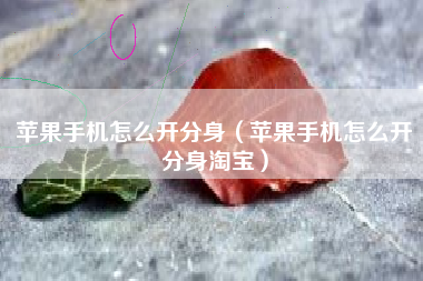 苹果手机怎么开分身（苹果手机怎么开分身淘宝）
