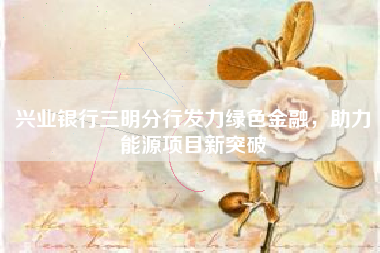 兴业银行三明分行发力绿色金融，助力能源项目新突破