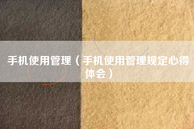 手机使用管理（手机使用管理规定心得体会）