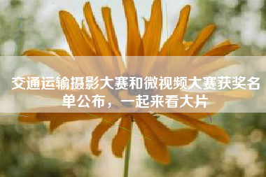 交通运输摄影大赛和微视频大赛获奖名单公布，一起来看大片