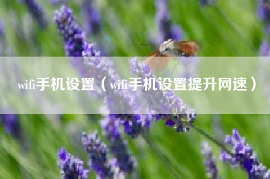 wifi手机设置（wifi手机设置提升网速）
