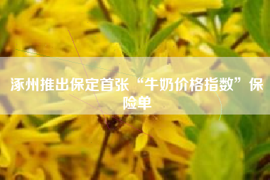 涿州推出保定首张“牛奶价格指数”保险单