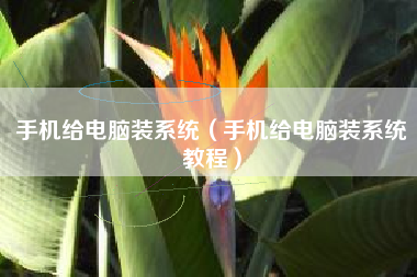 手机给电脑装系统（手机给电脑装系统教程）